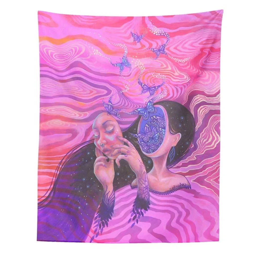 Psychedelic Goth Butterflies Graphic Tapestry Wall Decor